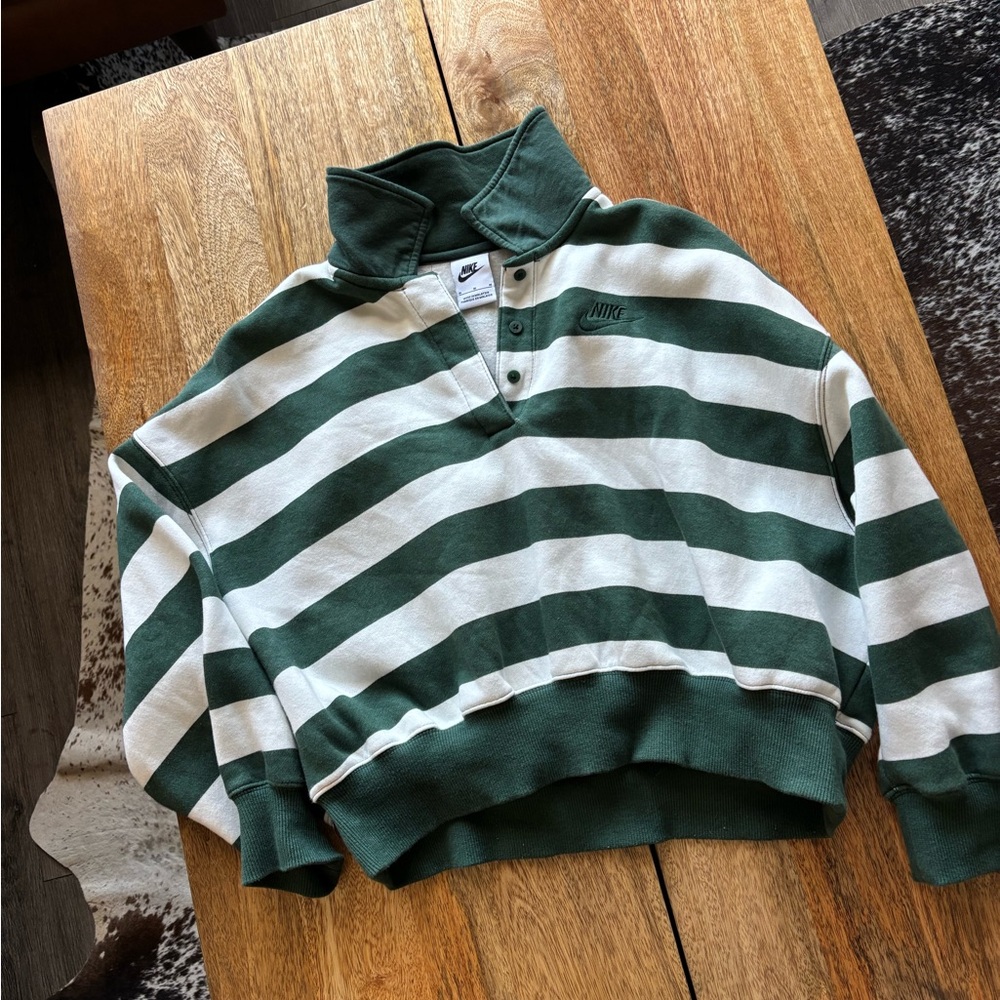 Nike Green & White Stripe Pullover